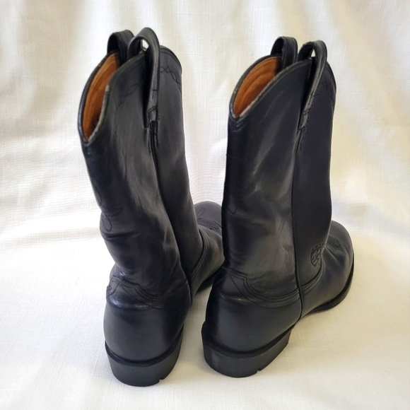 Mens Ariat Heritage Black Leather Roper Boots Size 8.5B - Picture 10 of 16